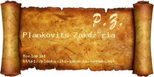Plankovits Zakária névjegykártya